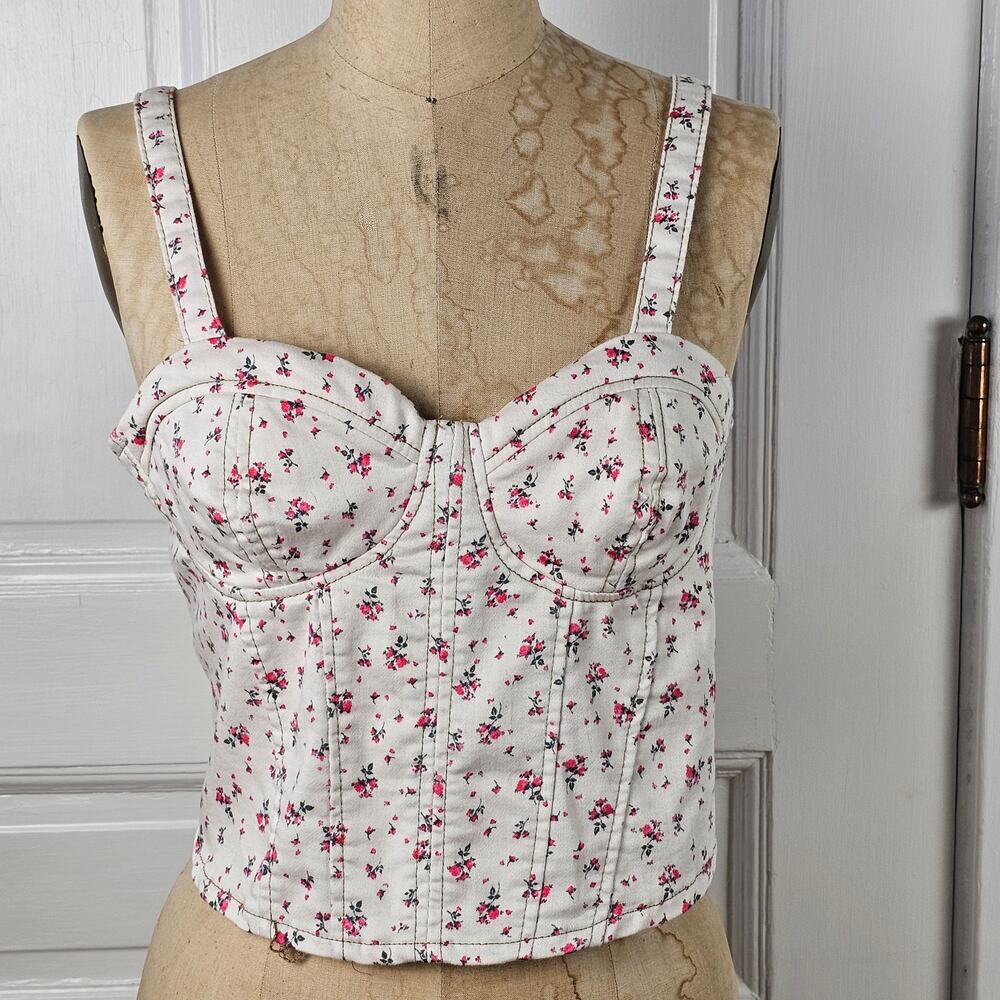 Top camisole corset pink floral coquette pastel Victorian romantic 11/13